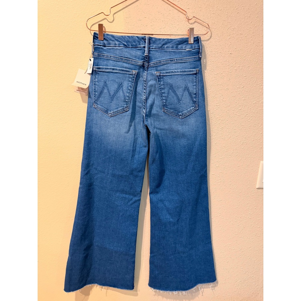 Mother Jeans Women 27 Blue The Roller Fray Wide Leg High Rise Denim Raw Hem - Picture 8 of 10